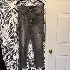 Risen - Women's High Rise Gray Distressed Jeans